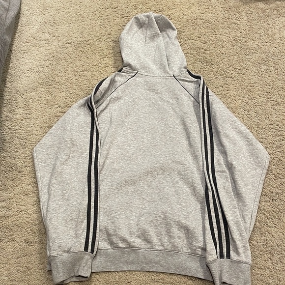 Vintage adidas size medium grey with black striped pullover hoodie - Picture 6 of 6